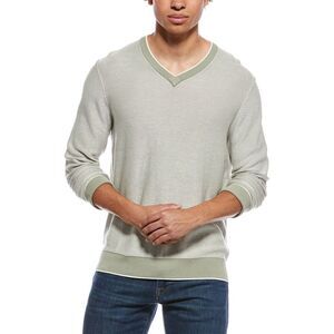Raffi Mens  Links Stitch V-Neck Sweater, Yellow